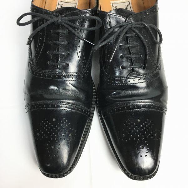 Roberta Valentino Made in Japan Semi Brogue Cap Toe Business Shoes Black Size 24.5 Men's(USED)