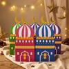 12Pcs Favor Bags Eid Mubarak Gift Box Moon Castle Pattern Candy Packaging Box  Muslim Festival