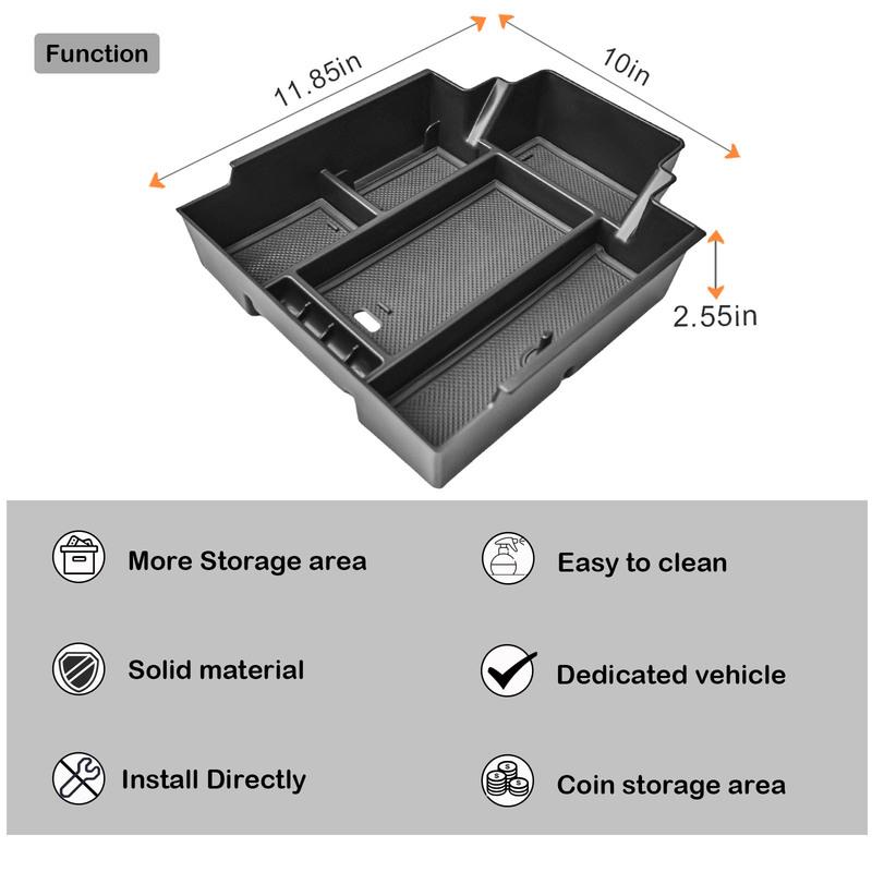 Center Console Organizer Storage Box Tray For 2024-2025 Chevy Silverado EV Work Truck (WT) Car Armrest Box Storage Accessories