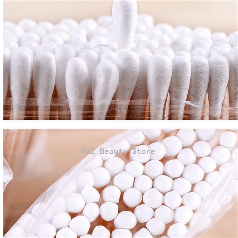 100/1000pcs Unscented Cotton Swabs, Double-Headed, Wooden Stick, Makeup Removal & Cleaning Ear Cotton Swabs