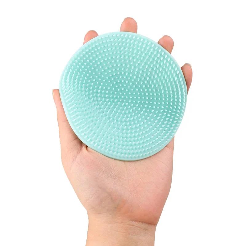 Silicone Body Scrubber Natural Bristles Skin Exfoliator Scrub Shower Sponge Brush Silicone Bath Shower Brush
