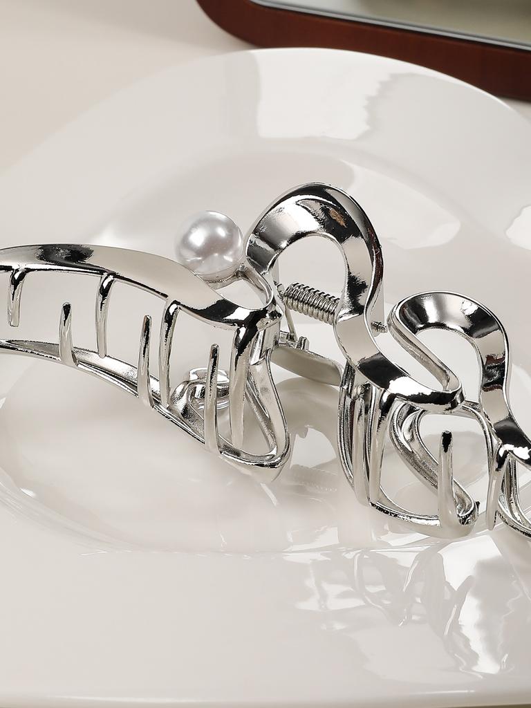 1 Pcs Hair Claw Clips, Large Hair Clips for Thick Hair,Silver Hair Clips, Big Jaw Clips for Hair,Non-Slip Hair Clips for Women