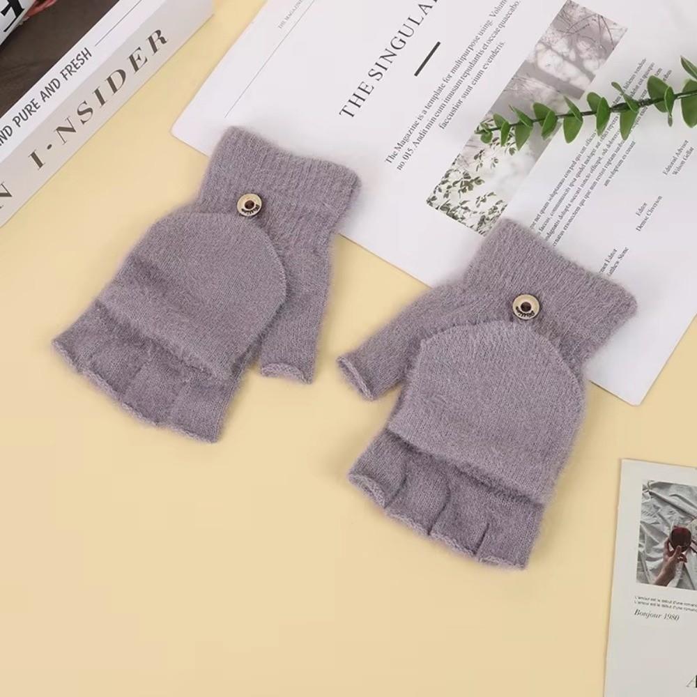 Outdoor Winter Half Finger Gloves Plush Warm Touchscreen Gloves Thickened Imitation Cashmere Flip Cover Gloves For Women Men