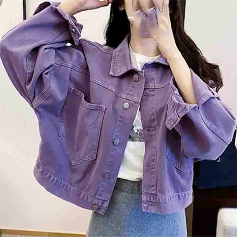 

Женская весенне-осенняя свободная джинсовая куртка в Корейском стиле, универсальный топ, модная одежда, повседневное пальто, уличная короткая одежда в стиле панк S