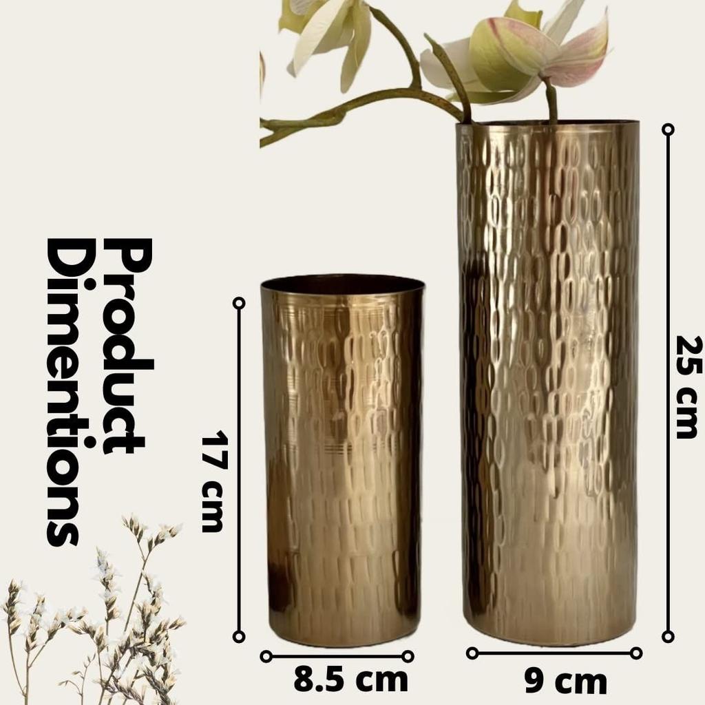 Vase für Wohnzimmer | Metallvase für Heimdeko | Blumenvase Vintage Antik Dekor | Tisch Gold Blumenvase für Heimdekoration