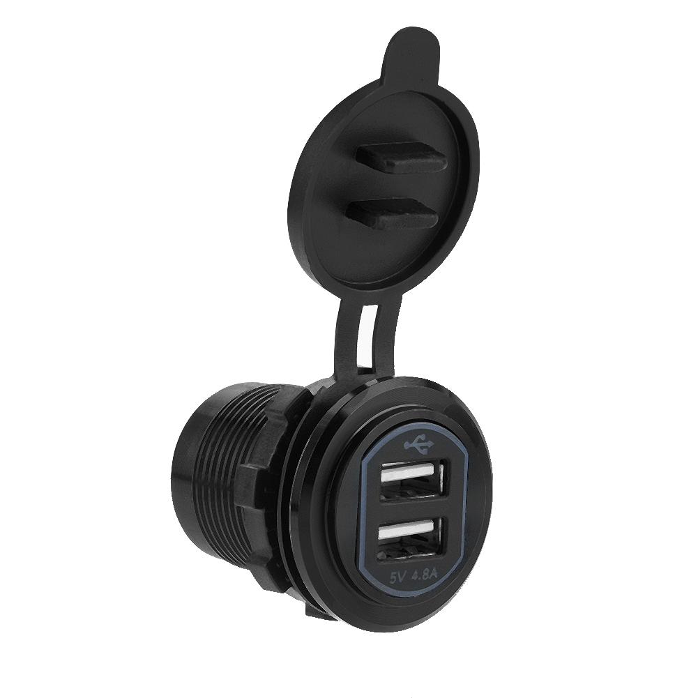 5V 4.8A Aluminium Alloy Dual USB Charger Socket Power For 12 24V Car