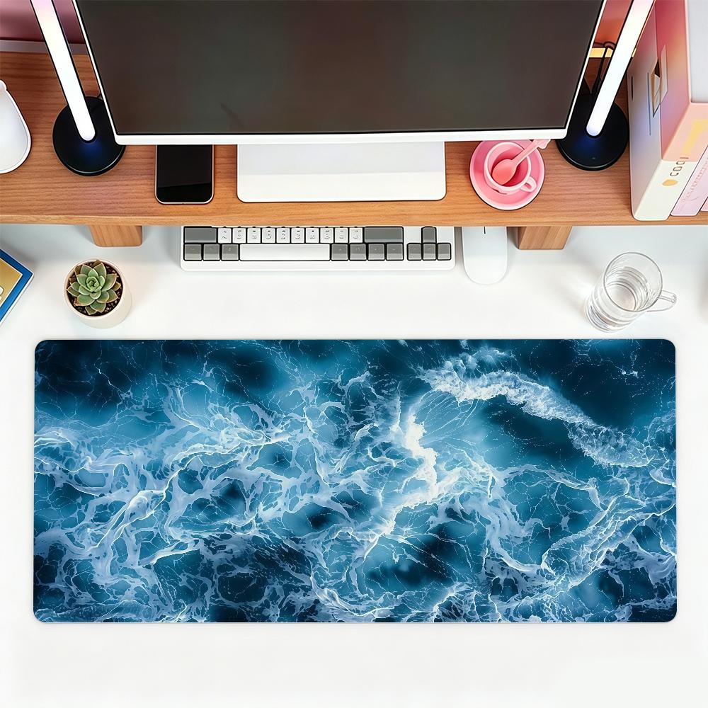 Abstraktes Ozeanwellen-Mauspad Für Büro, Gaming Und Tastaturen Rutschfest Groß Wasserdicht