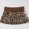 Y2K Leopard Patchwork Lace-Up Mini Skirt with Waistband
