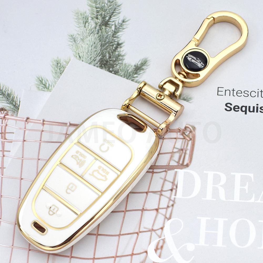 5 Buttons TPU Car Key Case For Hyundai Sonata Palisade Tucson Staria Loniq Santa Fe Nexo Key Cover Holder Protector Key Chains