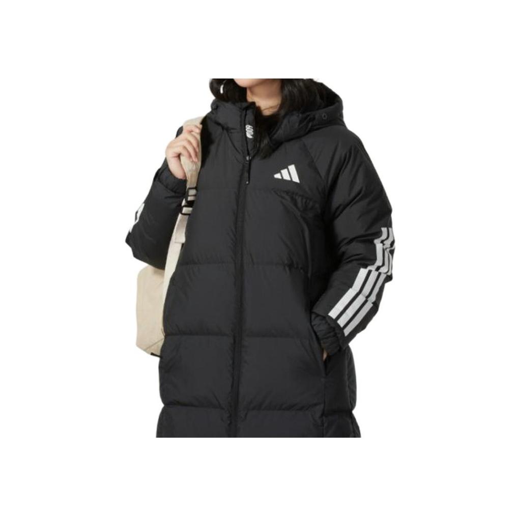 Adidas Serie Stile di Vita Sportivo Giacca da Donna con Cappuccio Calda con Cerniera Maniche Lunghe Piumino Giacca Nera JG3855