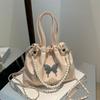 Women S Silver Butterfly Pearl Chain Backpack Handbag Versatile Bag