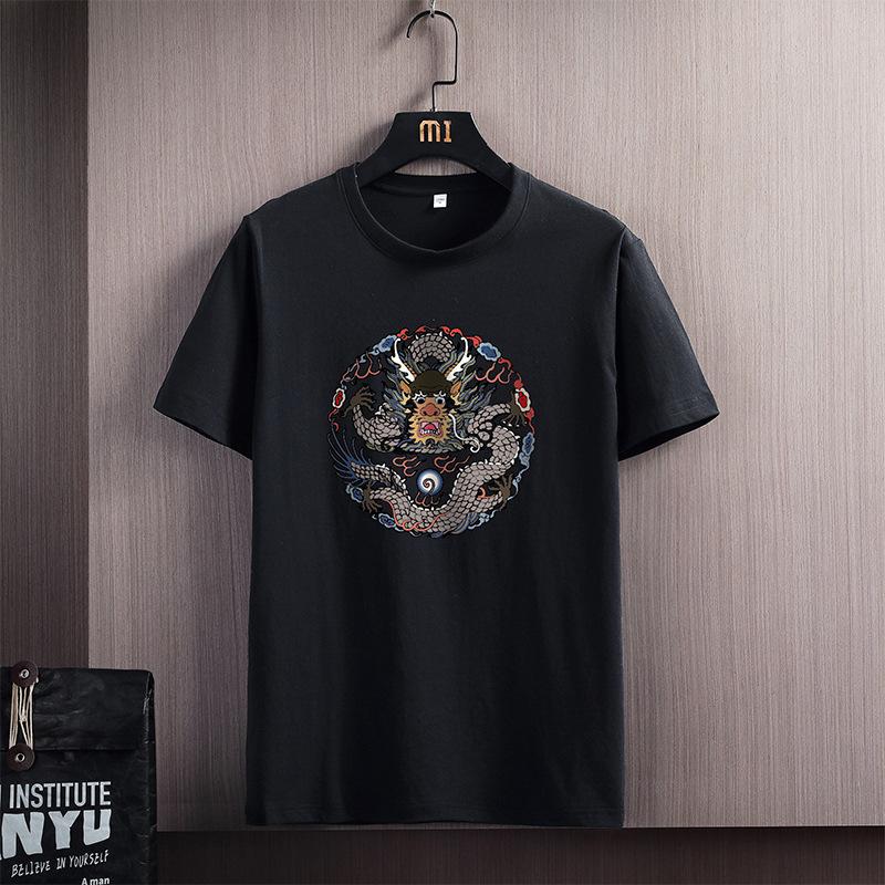 Uomo 's Manica Corta Girocollo Largo Estate Cotone 