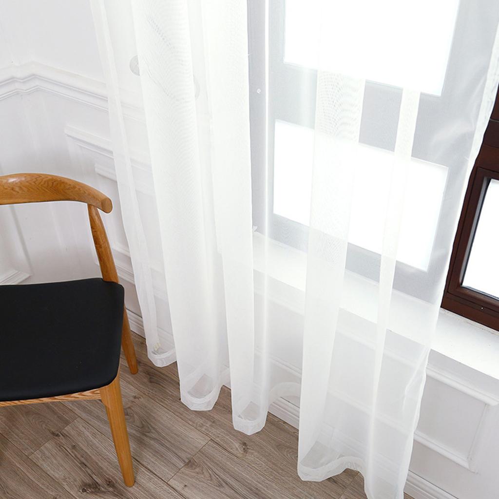 Sheer White Polyester Window Curtains for Light Privacy Protective Home Decoration
