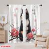 2pcs,2D Plane Printing Contemporary Curtains Zen Cat Blossom Polyester Easy Install (without Rod) Versatile All Perfect for