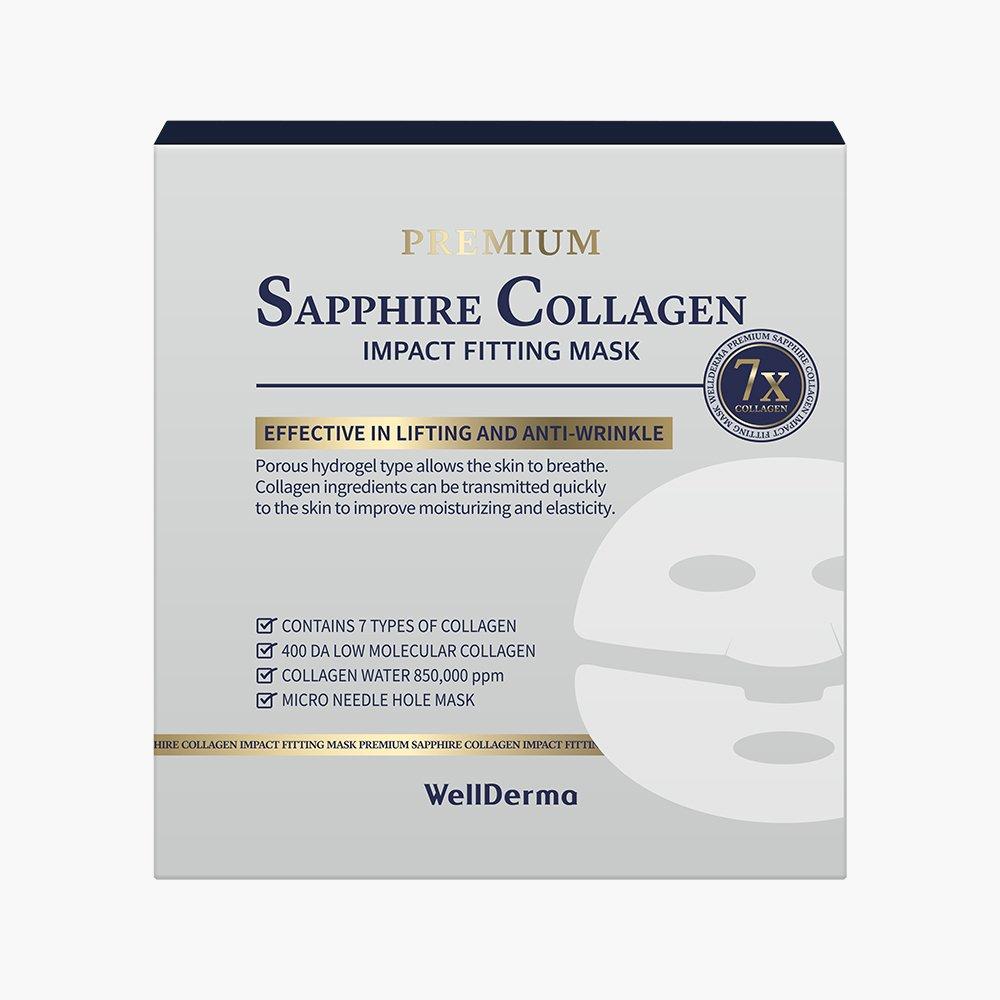 WellDerma Saphir Kollagen Impact Hydrogel Passform Maskenpackung (4 Blatt)