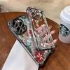 Case For iPhone 14 13 Pro Max 6 7 8 Plus 17 Air X XR XS Max Plating Violet Flowers Shockproof Transparent Soft Cover