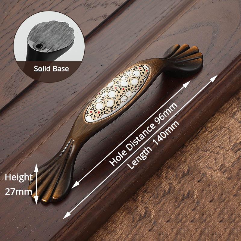 KAK Antique Bronze Ceramic Cabinet Handles Vintage Drawer Knobs Wardrobe Door Handles European Furniture Handle Hardware