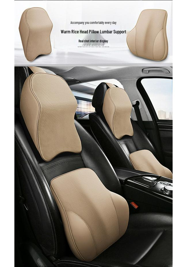 Four Seasons Memory Foam Car Neck and Lumbar Support Pillow