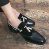 Large Size Men's Shoes Four Seasons New Men's Low-top Retro Splicing One-pedal Brock Tassel Casual Leather Shoes