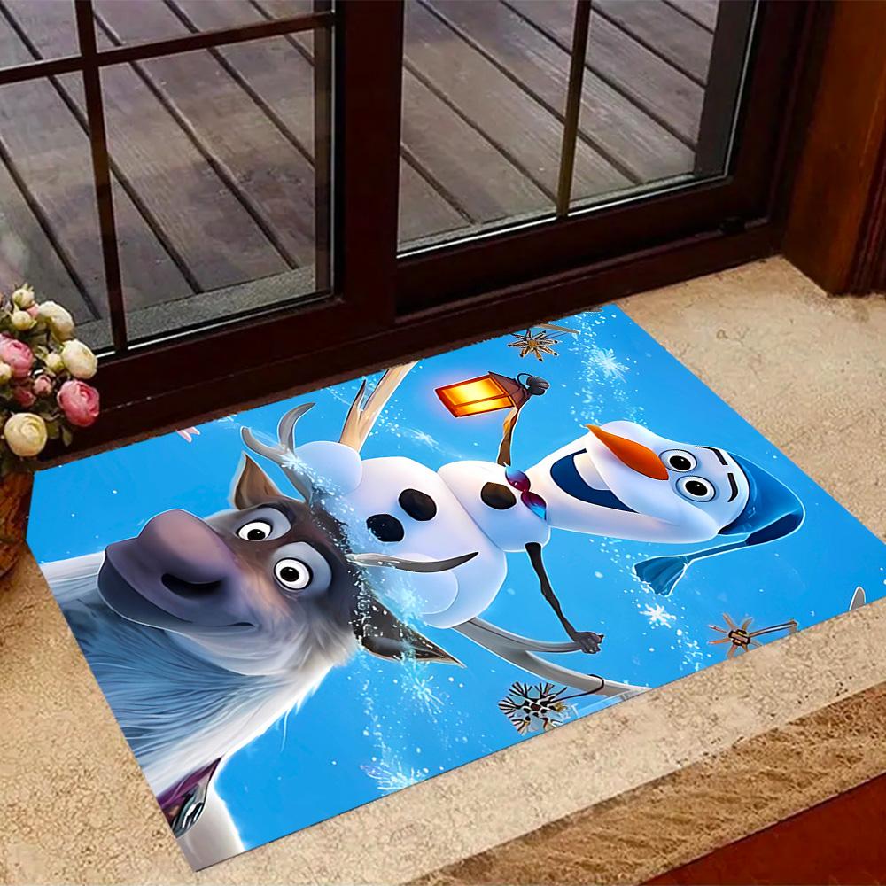 Frozen Olaf Cartoon Theme Non-Slip Rug - Made of Polyester, Suitable for Home Décor, Bedrooms, Living Rooms, Entryways, and Studios.