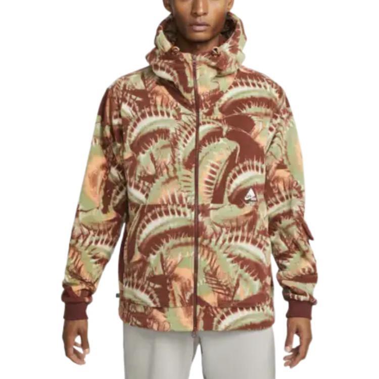 Nike printed hooded zipped jacket Brown Men s DQ6116-217 XL