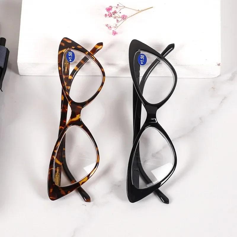 Women Cat Eye Reading Glasses Anti Blue Light Presbyopic Computer Glasses Vintage Clear Lens Black Leopard Frame Reading Glasses