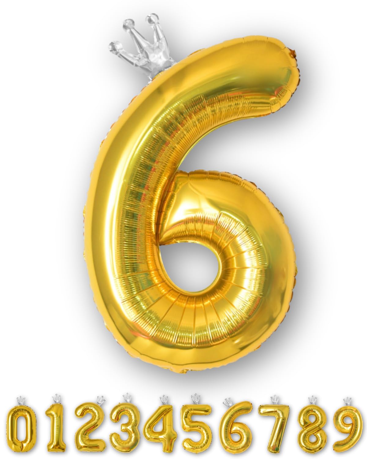 

La Kissa Balloon Number Birthday Decoration Balloon 40-inch Large Number Balloon Crown 90cm Anniversary Gold Crown 6