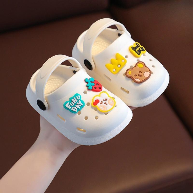 Boy and Girl Cartoon-style Cute Slip-on Shoes with Non-slip Soles and Flip-flops 20-21 белый