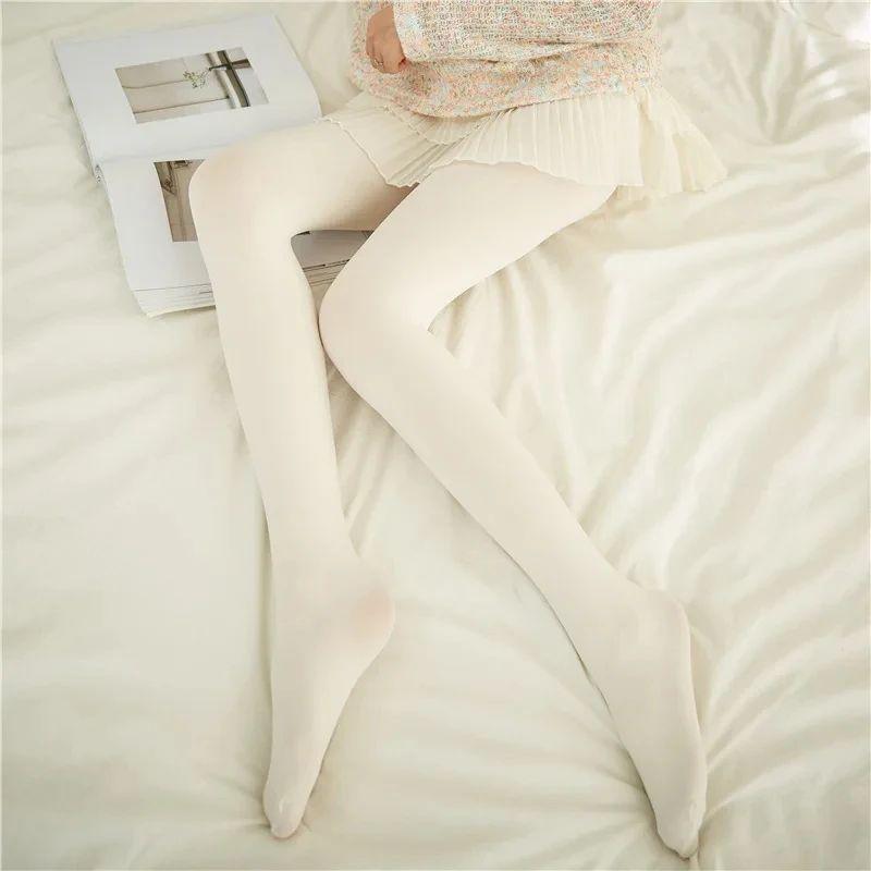Lolita Thigh High Stockings 120D Milk White Thigh Nylon Pantyhose Girls Sweet Sexy Tights For Women Tights