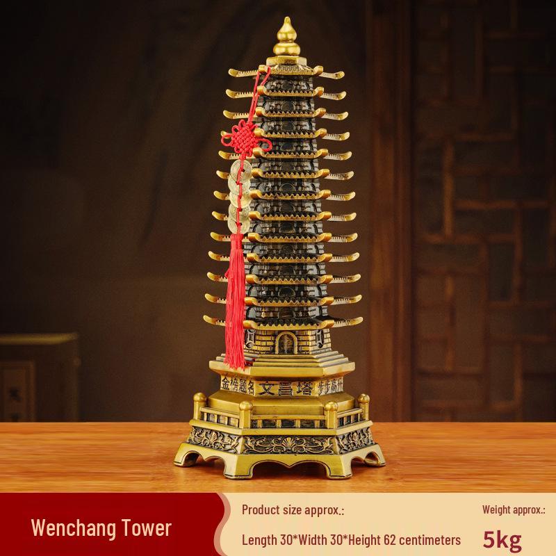 Wenchang Pagoda Resin Figurine: Thirteen-story Ornament for Living Room, Office, or Study Desk