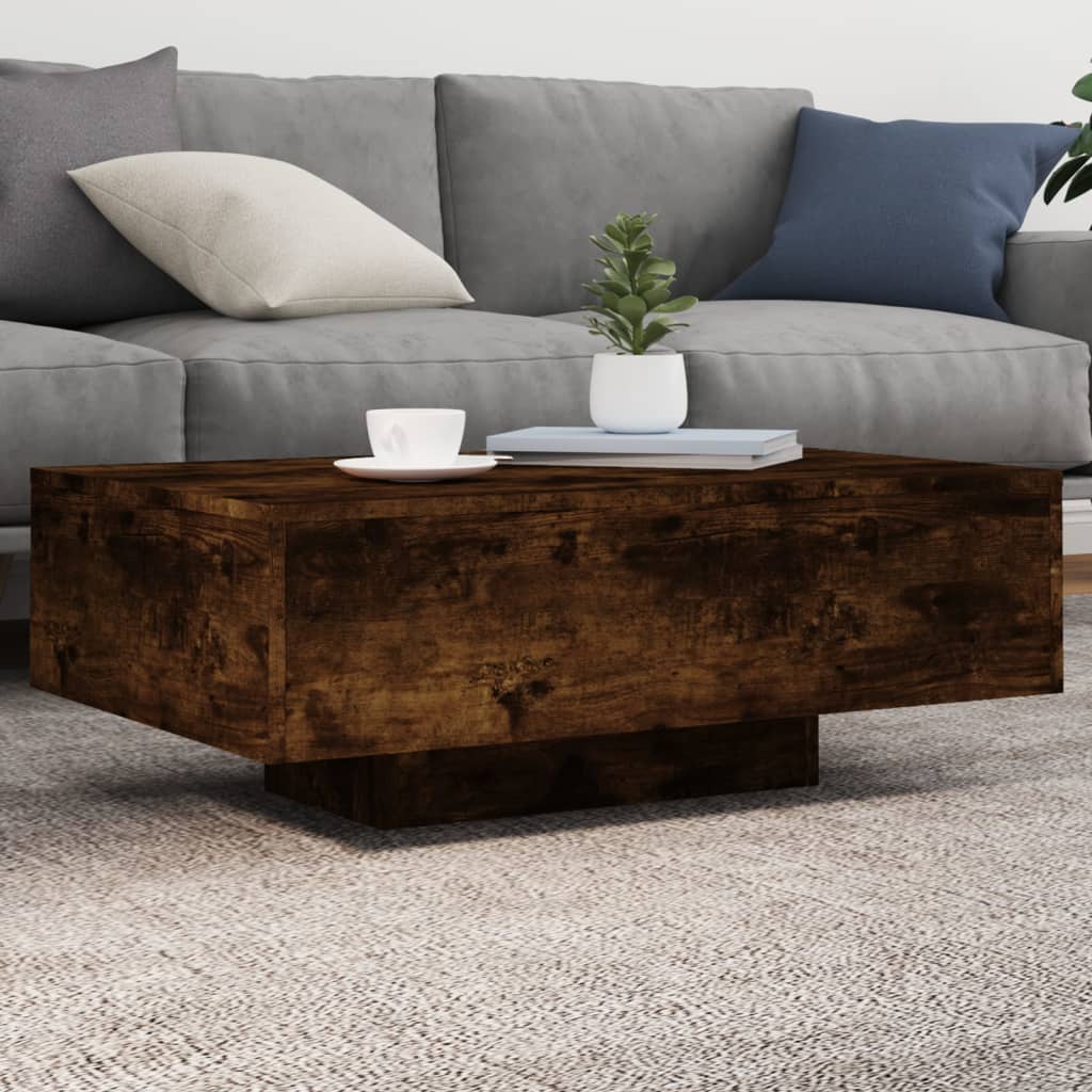 vidaXL Coffee Table with LED Lights Smoked Oak 85x55x31 Cm