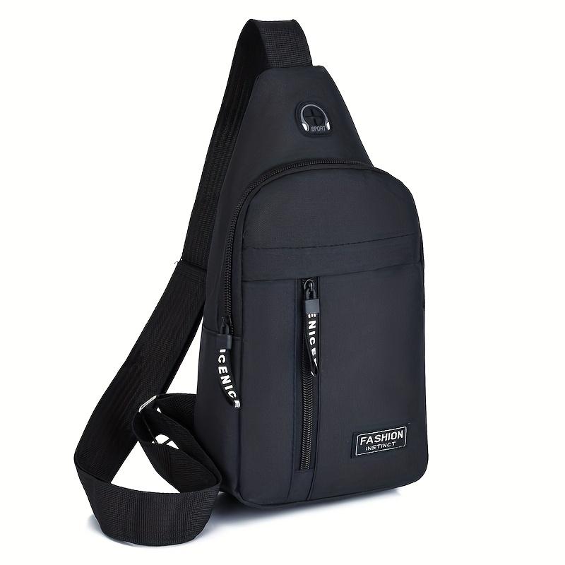 1pc Multipurpose Oxford Cloth Messenger Bag - Large Capacity, Shoulder Bag for Travel & Work, Black with Adjustable Strap, Travel Essentials Bag