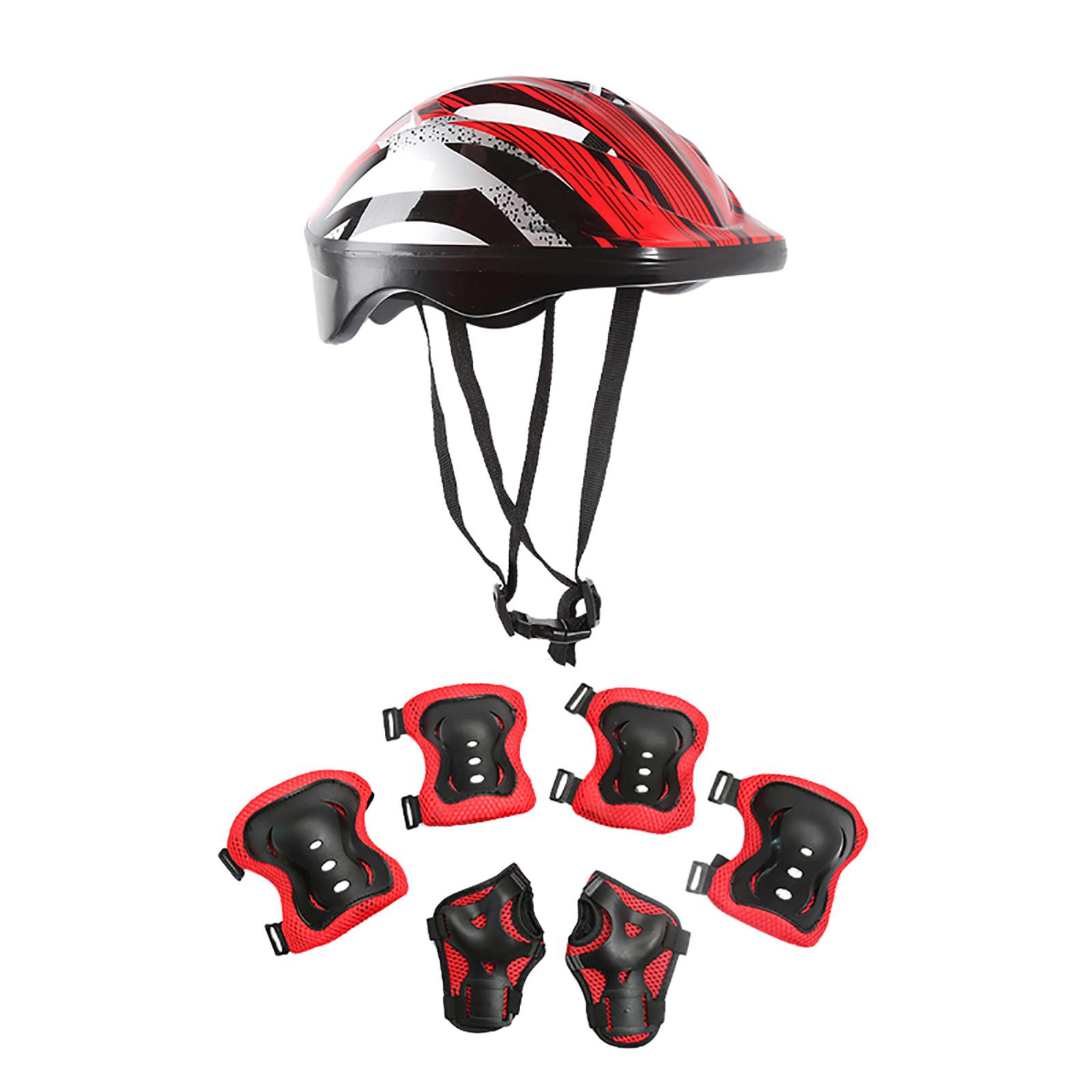 

(проектор)7 шт./компл., детское защитное снаряжение для катания на коньках, детский защитный шлем, наколенник one size красный