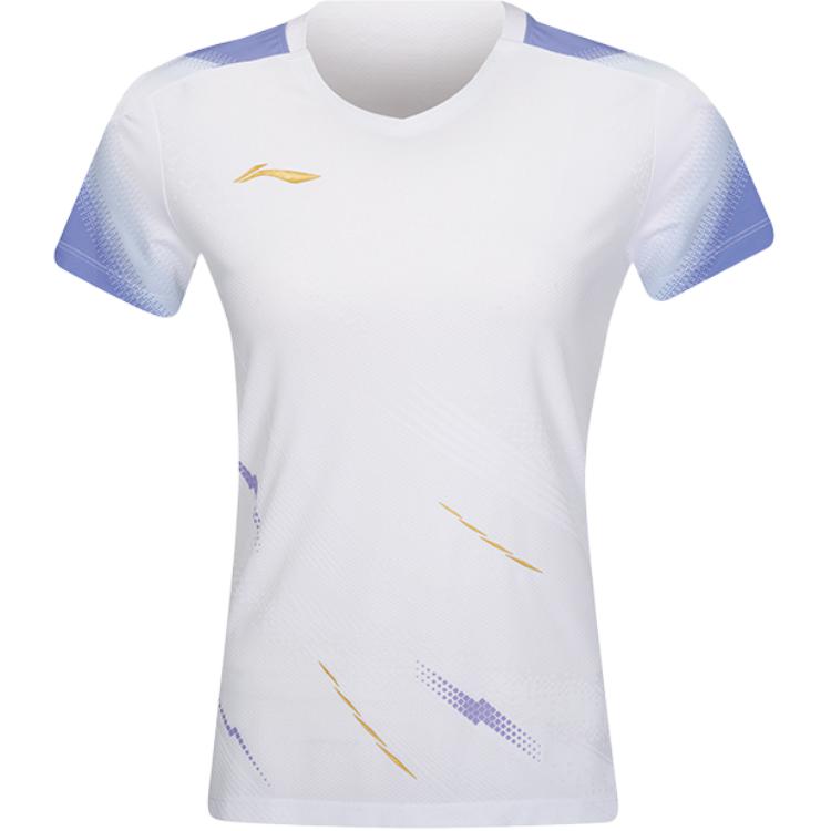 Li-Ning Gradient V-Neck Breathable Versatile Casual Short Sleeve T-Shirt Women Tops AAYV162-2