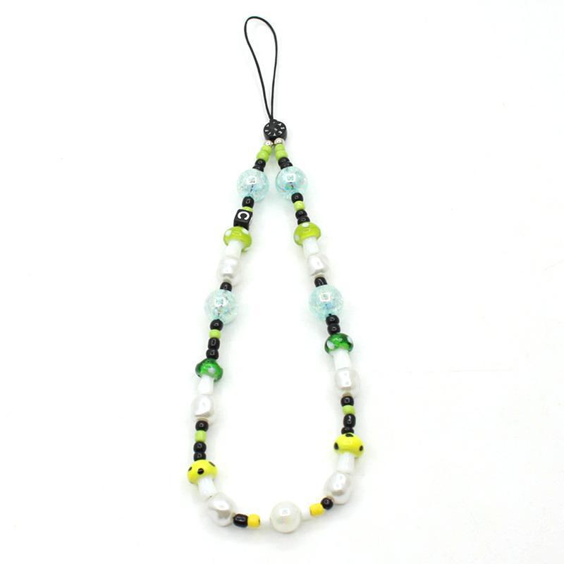 Lanț de telefon DIY la modă, anti-pierdere, cu mărgele emailate curcubeu – Stil popular pe internet