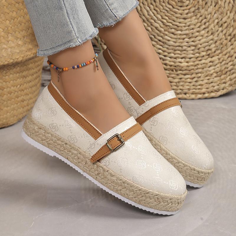 Vintage Flowers Loafers Shoes for Women Autumn Slip-on Platform Sneakers Woman Round Toe Flat Heel Non-slip Espadrilles Shoes
