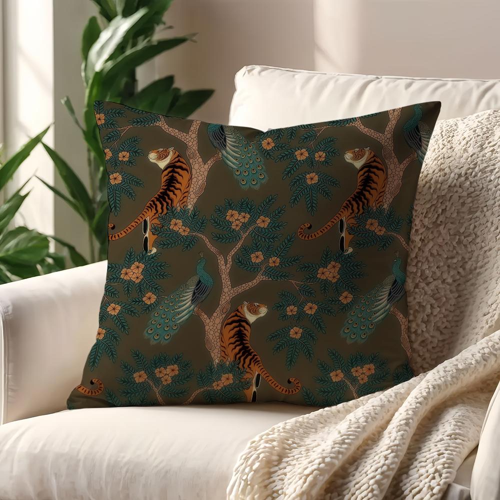 

Aegian-blue Tiger forest cushion cover Best Home Office Coffee Pillow Sofa Printing Decoration Room Shop Car Nordic Simplicity 12x12Inch