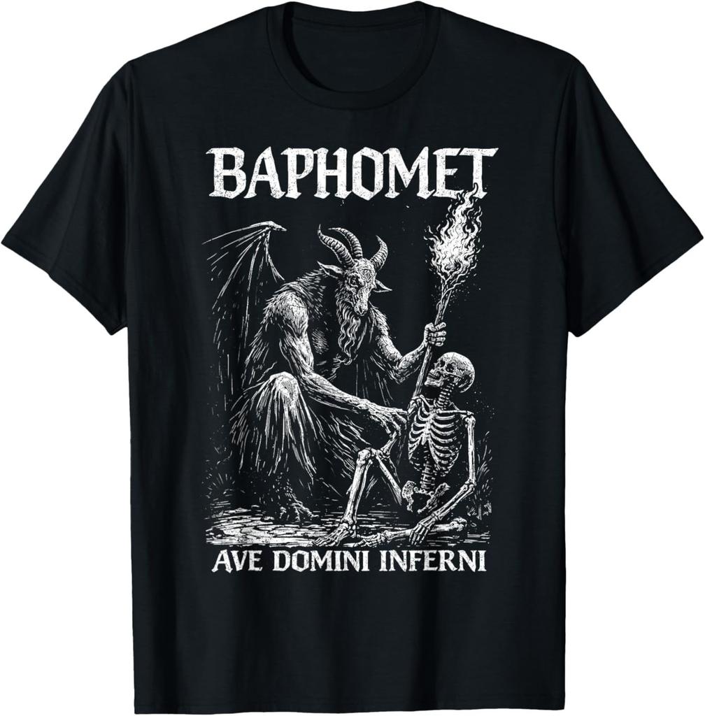 Baphomet Gothic Occult Satanic Skeleton Dark Art T-Shirt