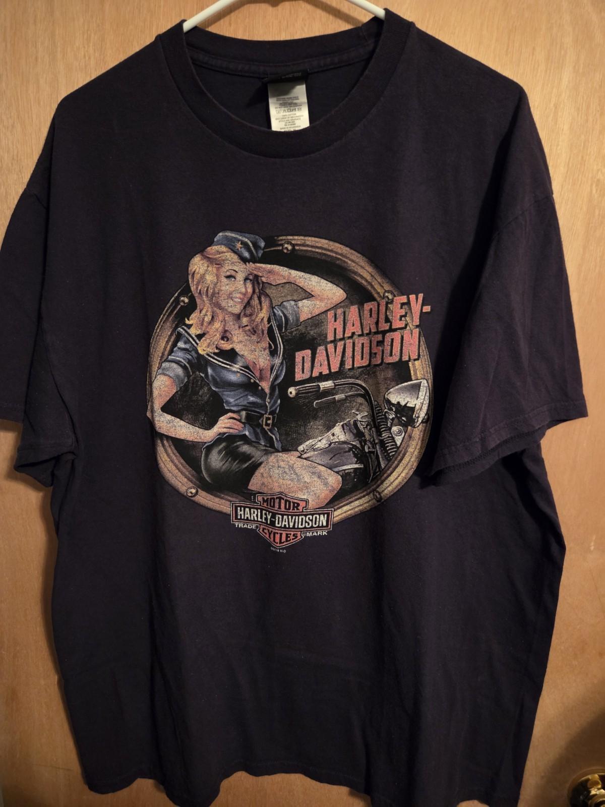 Black Widow Pin Up Harley Davidson Size Xl Shirt Unisex T-Shirt S