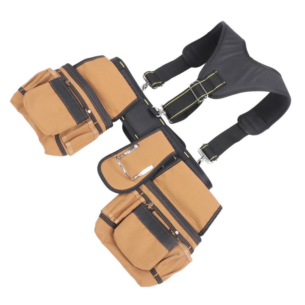 Construction Tool Belt Adjustable 1200D Oxford Cloth Pockets Tool Belt with Pouches and Metal Tape H