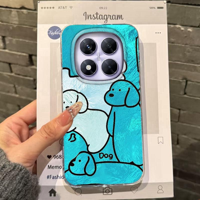 Couple Dog Line Phone Case For Xiaomi Redmi Note 14 13 12 11 10 10S Pro Plus 13C 14C A5 A4 A3 A2 A1 Shockproof Fundas Cover