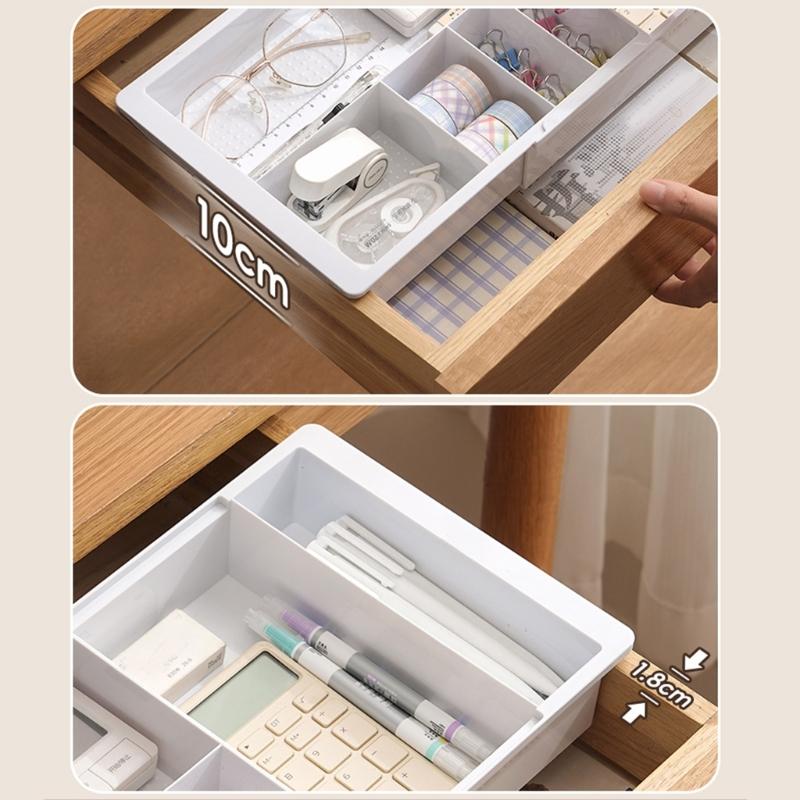 Space Saving Plastic Multi Compartment Organiser Drawer Box For Stationery Electronics Storage Smooth Sliding Drawers
