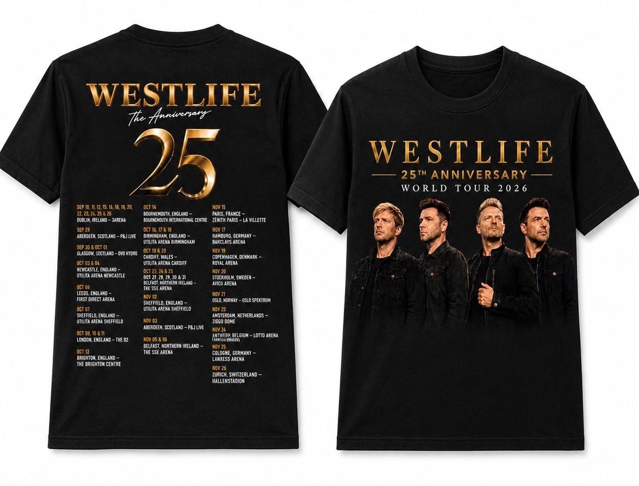 Westlife 25. gadadienas tūre 2026 T-krekls