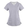 Women's Fashionable Loose-Fit Short-Sleeve V-Neck Pocket Blouse With Slit