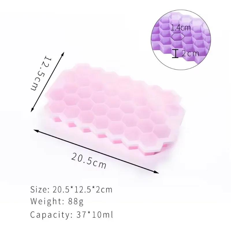 Reusable Silicone Ice Cube Tray with Removable Lids, BPA Free, Creative Honeycomb Cube Maker
