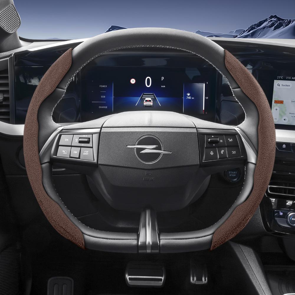 Suitable for Opel Sports Suede Steering Wheel Cover, Split Snap-On Anti-Slip Style, for Models Such As Corsa, Mokka, Astra, Grandland, Combo, Zafira, 