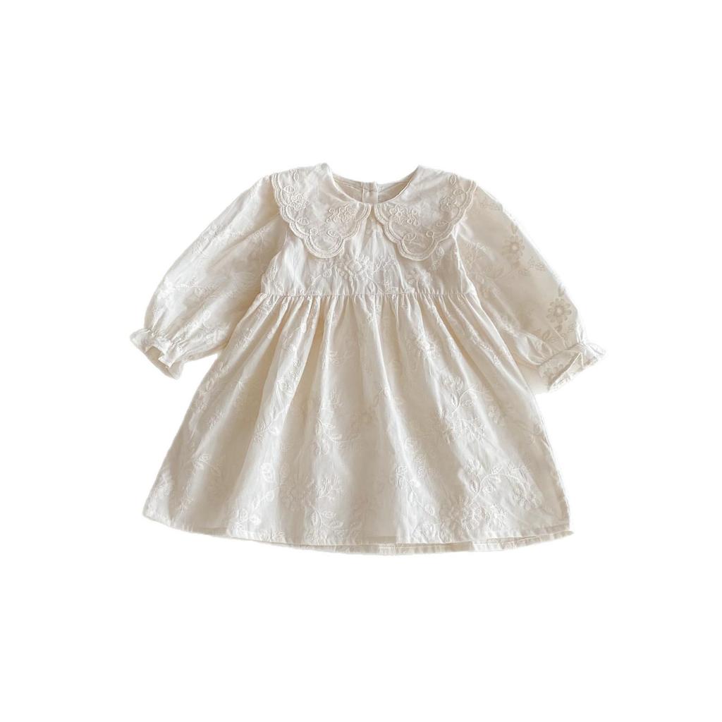 Herbst-Stickerei-Kragenkleid für Mädchen, Alter 1-8 - Eleganter Frühlings-/Herbst-Prinzessinnenrock