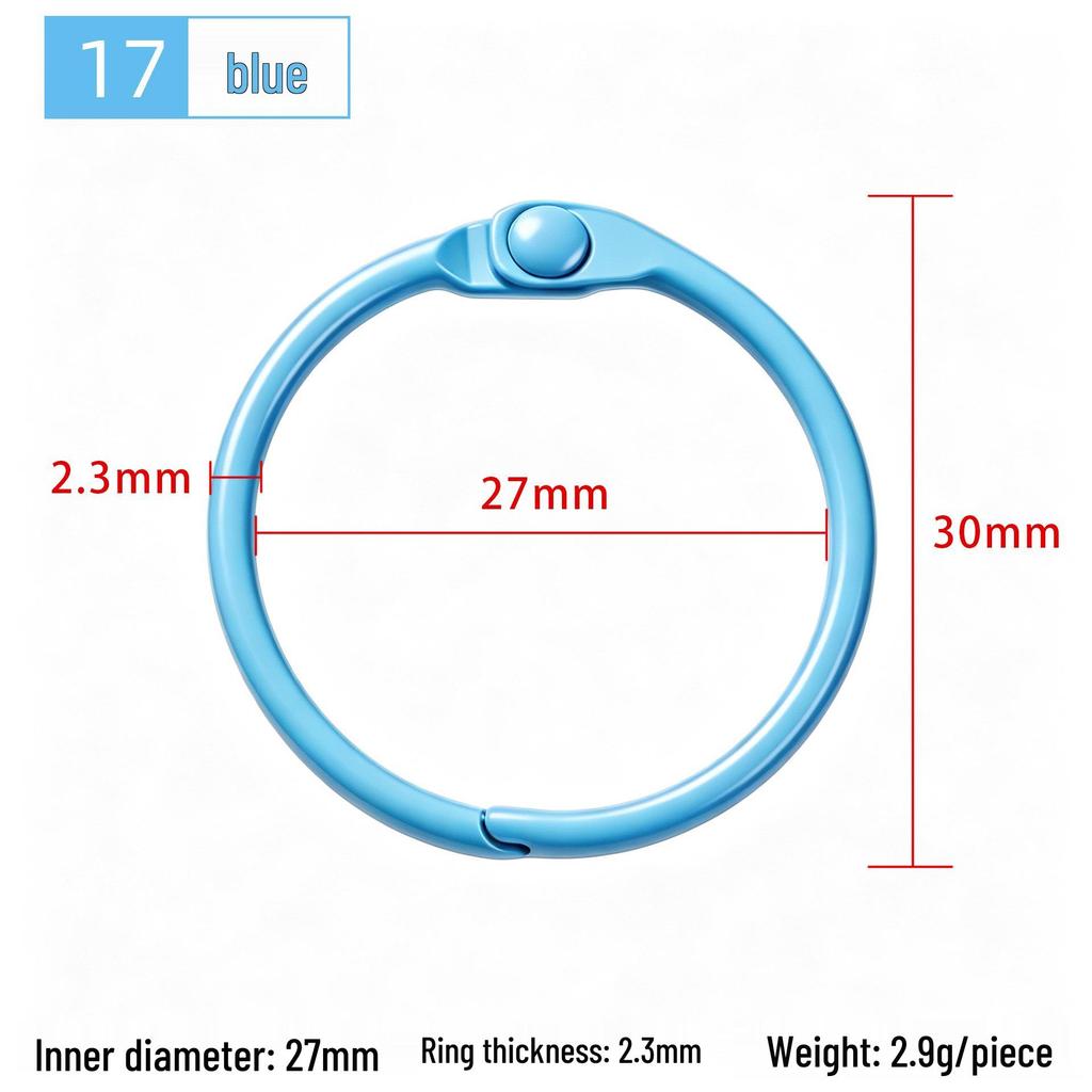 30mm Colorful Metal Book Ring & Keychain Buckle - DIY Open Jump, Loose-Leaf & Card Holder