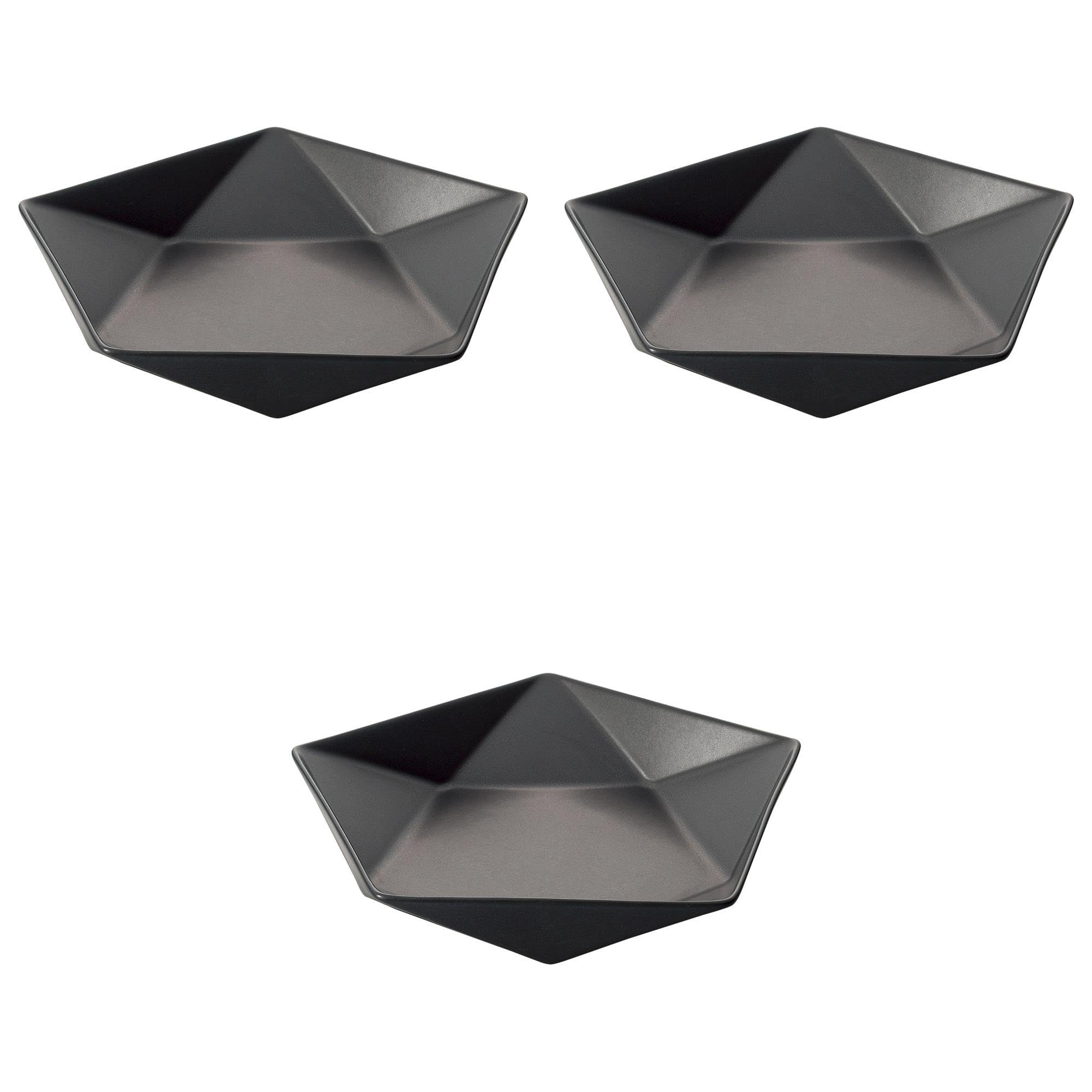 

Set of 3 Apollo Black 16cm Shallow Bowls x 16 x Medium Bowls by Setomonohonpo [17 4cm] чёрный