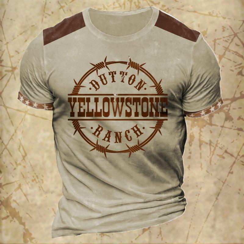 

Винтажная мужская футболка с графическим принтом Yellowstone, летняя модная футболка с круглым вырезом, пуловер Harajuku, свободная мужская одежда XL